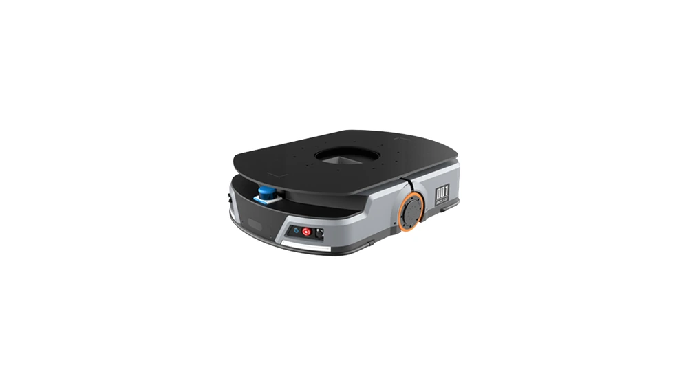 Autonomous mobile robot designed to move underneath racks, shelves or load carriers for automated transportation.
